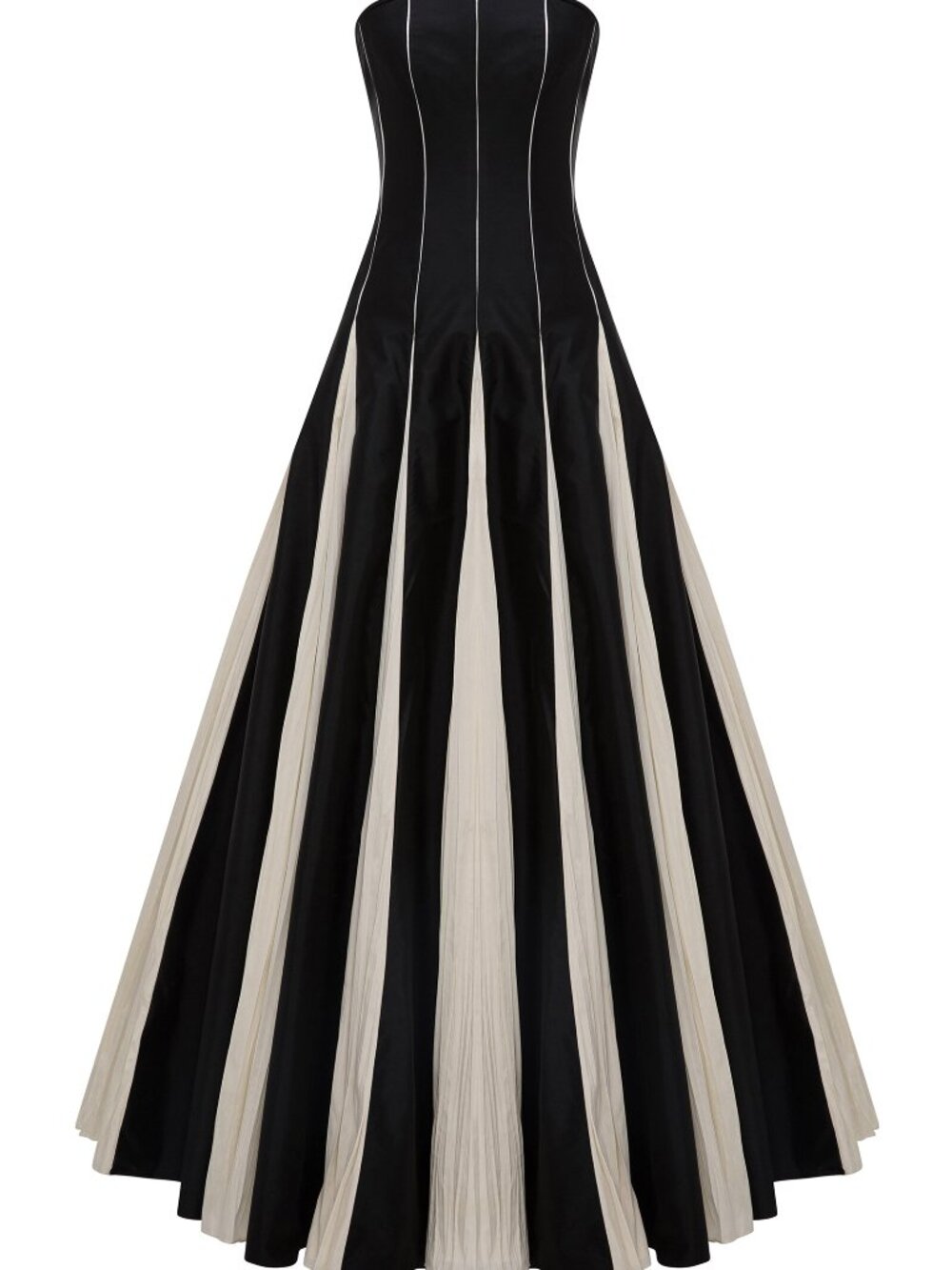 Marmar Halim Contrast-Paneled Taffeta Gown